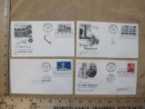 Four 1959 First Day of Issue Stamps including Comstock Lode, Bunker Hill, Benjamin Harrison and Abe