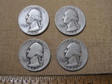 Lot of 4 Silver Washington Quarters: 1943; 1944 (2); 1946. 24.4 g