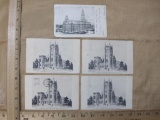 Five Vintage Indianapolis IND Postcards including Marion County Courthouse and German Evangelical