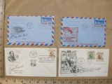 Four 1958 First Day of Issue Stamps including 10-cent Air Letter, American-Hungarian Federation and