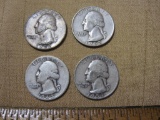 Lot of 4 Silver Washington Quarters: 1943-D; 1952; 1952-D; 1953-D. 24.6