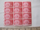 Block of 12 1949 25 cent Universal Postal Union US Air Mail postage stamps, #C44