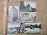 Five Vintage Illinois Postcards including Quincy, Chicago, and more