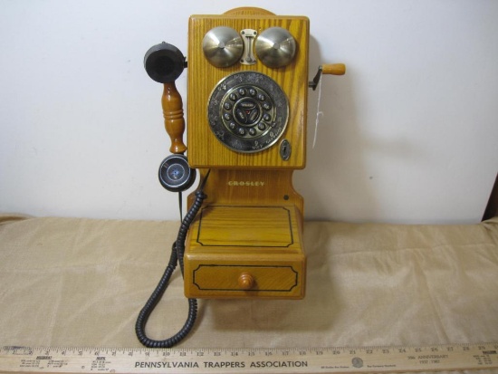 Crosley Vintage Wall Phone Replica with Push buttons and bottom card drawer