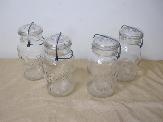 Four Bailtop Ball Jars, great for canning or displays