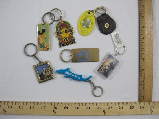 Lot of 7 Assorted Souvenir Keychains from Florida and Ocean City MD, 6 oz