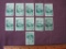 Lot of 10 canceled 1952 Mt. Rushmore 3 cent US postage stamps, #1011