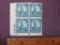 Block of 4 1927 Theodore Roosevelt 5 cent US postage stamps, #637