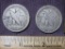 Two 1945-S Walking Liberty Silver Half Dollars, 24.8 g