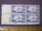 Block of 4 1941 3 cent Vermont Statehood US postage stamps, #903