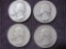 Lot of 4 Washington Silver Quarters: 1944; 1946; 1950-D; 1953, 24.7