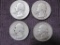 Four Washington Silver Quarters: 1941; 1942; 1950; 1956-D, 24.5 g