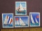 Lot of 4 canceled 1965 Poland Sailboat postage stamps.