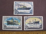 Lot of 3 canceled 1977 Soviet Union icbreaker ship postage stamps depicting: the Siberia; the