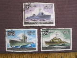 Lot of 3 canceled 1982 Russia/Soviet Union WWII Navy Warships/Submarines, Scott #s 5085, 5086 and