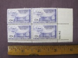 Block of 4 1949 Post Office Building 10 cent US Air Mail postage stamps, #C42