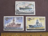 Lot of 3 canceled Soviet Union ship stamps, including Scott #5088, guard cruiser Krasnyj Krym