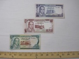 Three 1970 Banque De Maroc Notes including 5, 10 and 50 Dirhams