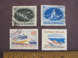 Lot of 4 Romania postage stamps include 2 canceled 1955 European Women?s Rowing Championship stamps