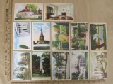Twelve assorted vintage Virginia postcards, including Yorktown, Mount Vernon, Williamsburg, Richmond