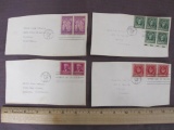 Four 1940 First Day of Issue Stamps including 2-cent John Phillip Sousa, 1-cent Stephen Collins