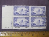 Block of 4 1941 3 cent Vermont Statehood US postage stamps, #903