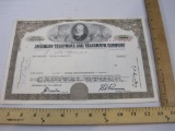 Vintage American Telephone and Telegraph Company Stock Certificate, 100 Shares, March 1971