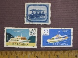 Lot of Romania postage stamps include 2 1961 stamps with artistic renderings of the passenger ship