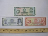 Three Peruvian Paper Currency Notes from 1970s including 5, 10 and 50 Doles de Oro