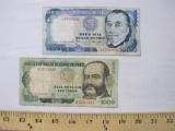 Two 1979 Peruvian Notes including Mil (1000) and Diez Mil (10000) Soles de Oro