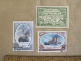 Lot of 2 1976 Soviet Union stamps depicting ships, plus one Noytobar Mapka postage stamps.