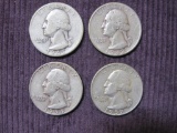 Lot of 4 Washington Silver Quarters: 1947-D; 1948; 1954; 1957-D, 24.8 g