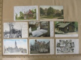 Lot of 8 vintage Philadelphia postcards that include Ben Franklin's grave and the William Penn House