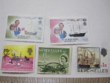 219232Lot of 5 Seychelles postage stamps: 2 unused marking the 1981 Prince Charles-Princess Diana