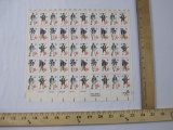 Full Sheet of 50 1975 10-cent US Military Uniforms US Postage Stamps, Scott #s 1565-1568