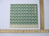 Full Sheet of 70 1940 1-cent Eli Whitney US Postage Stamps, Scott #889, see pictures for condition