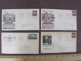 Four 1945 First Day of Issue Stamps including United States Coast Guard and Alfred E Smith Memorial
