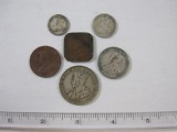 Straits Settlements 5 Coin Set 1-50 Cents including 1927 Strait Settlements King George 20 Cent