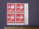 Block of 4 13-cent Winged Envelope USAirmail Stamps, Scott #C79