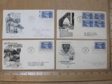 Four 1952 First Day of Issue Covers including 100th Anniversary of American Society of Civil
