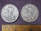 Two Walking Liberty Silver Half Dollars, 1945, 1945, 24.6 g