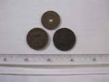 Three Indian Coins including Kutch 1/16 Koni from 1943 and 1803 Madras X Cash East India Company