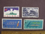 Lot of 4 canceled vintage Poland postage stamps, including 2 1961-1962 Rowing stamps.
