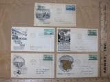 Lot of 5 First Day of Issue Covers from 1949-1952 including 250th Anniversary of Detroit, Minnesota