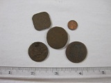 Lot of 5 Antique Indian Coins including 1 Anna and more
