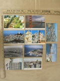 Ten San Francisco postcards (Coit Tower, Golden Gate Bridge, Lombard Street and more), several of