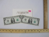 Two Sequential Series 1977 One Dollar Bills, D91573885A & D91573886A, excellent condition