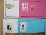 Lot of 5 uncanceled British Virgin Island postage stamps, 4 of them affixed at the top to small
