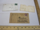 Lot of Vintage Ephemera including 1800s postmarked envelope and 1935 Sears Roebuck and Co envelope