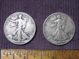 Two Walking Liberty Silver Half Dollars, 1934 and 1943-S, 24.9 g